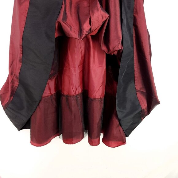 SL Fashions Party Dress Size 12 Pleated Pockets Red Black Sleeveless Open Back - Picture 8 of 13